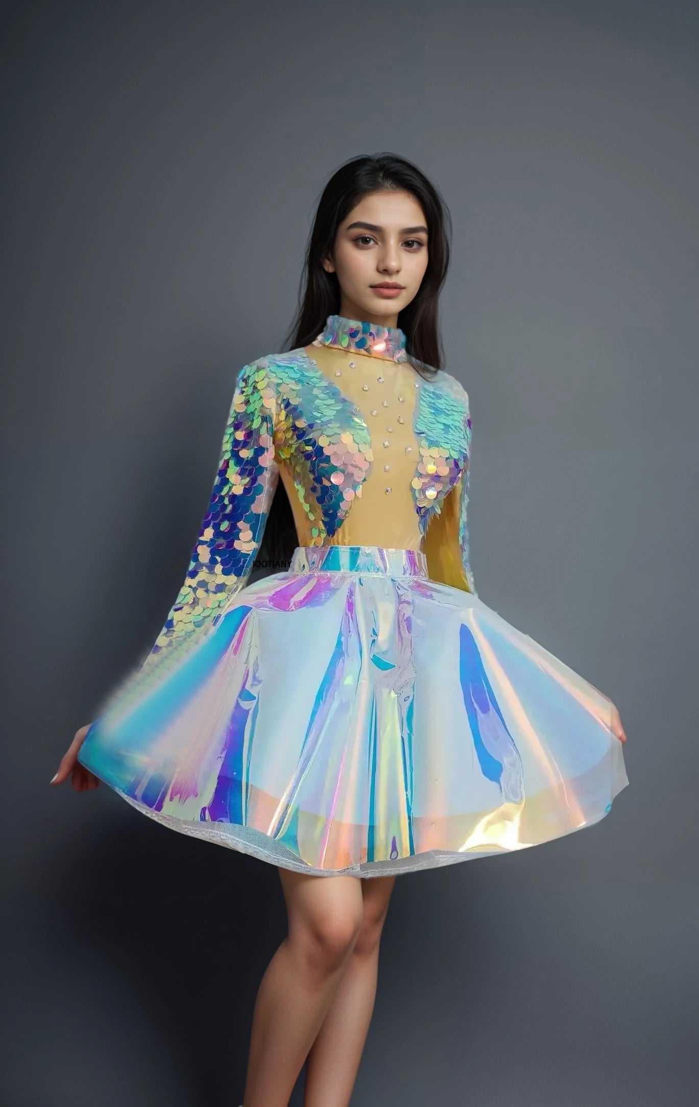 Sexy Mermaid Cosplay Jumpsuit Women Colorful Sequins Fish Scale Rhinestone Bodysuit Masquerade Party Dress Gogo Dancer Swimsuits