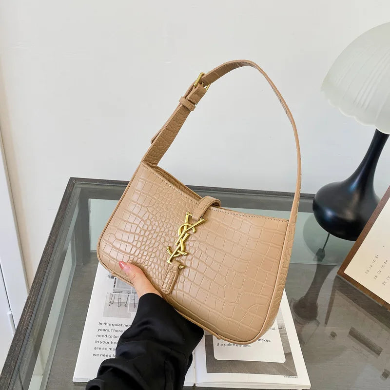 2025 Popular Fashion Stone Pattern Stick Bag Women's Fashion Trend Pu Handbag Casual Single Shoulder Underarm Bag