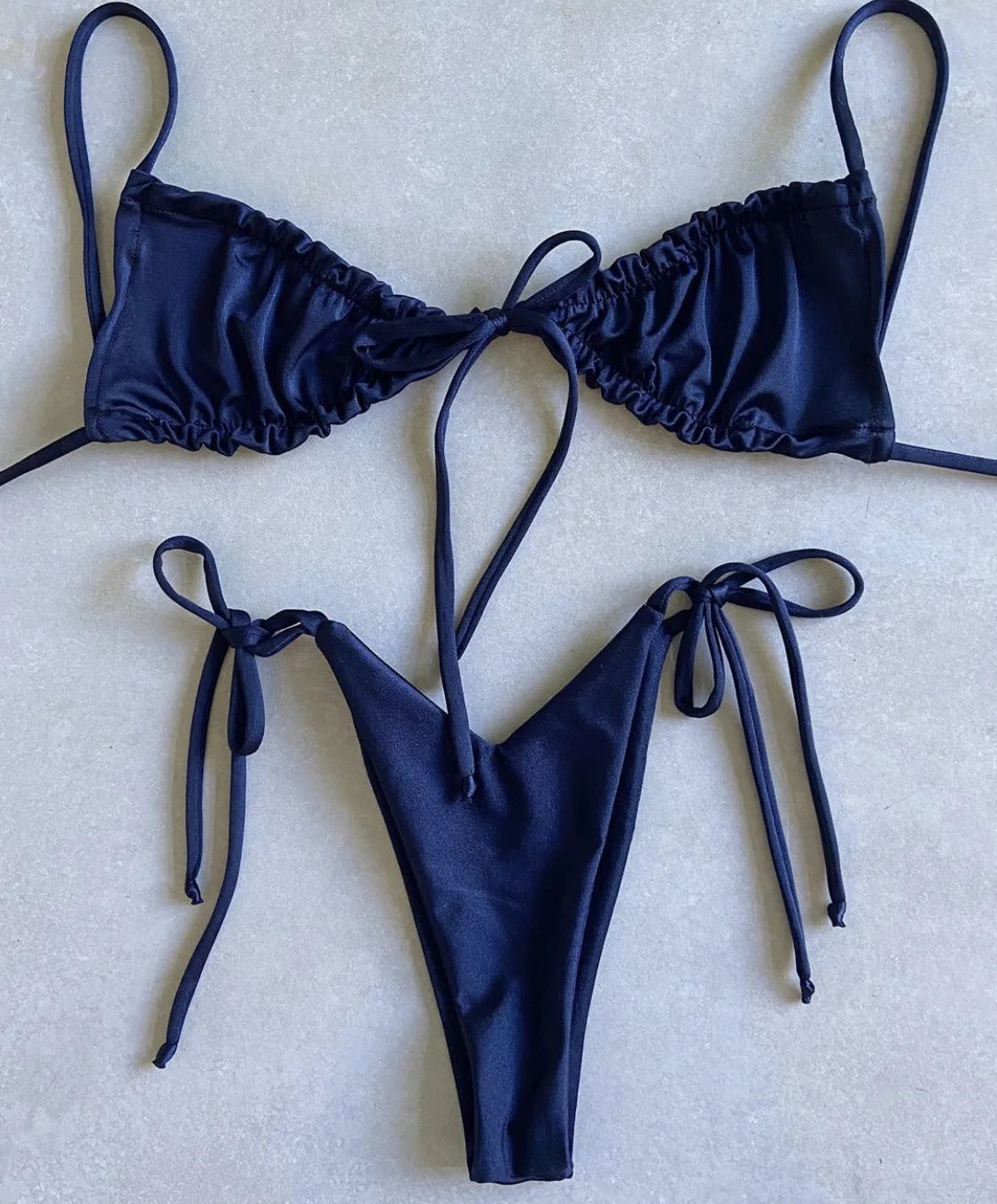 women's swimsuit loop strap bikini double face plain swimsuit sexy bikini swimming pool party essential NEW