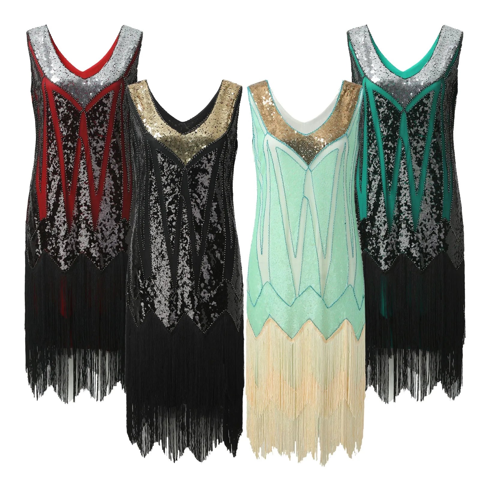 Sequined Fringed Tassels Dresses for Women 2024 Summer Gatsby Vintage Dress Cocktail Prom Party 1920s 30S Flapper Dress Vestidos