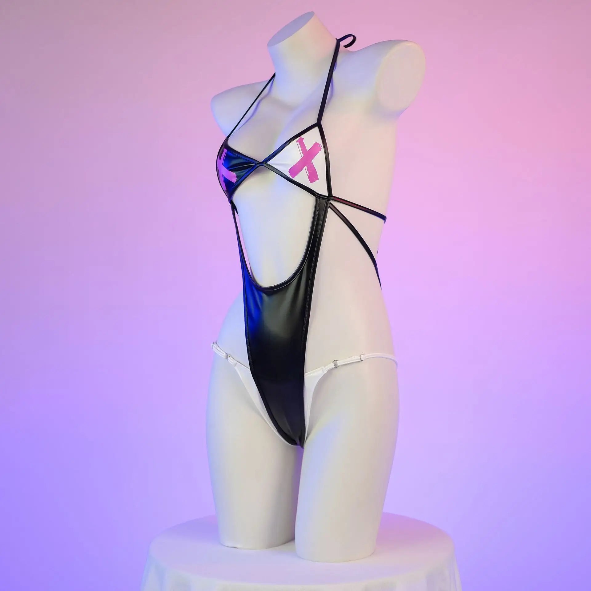 Women Swimsuit Joker Cosplay Bodysuit Printing XX Leather Underwear Halter Straps Bikini Outfits Costumes