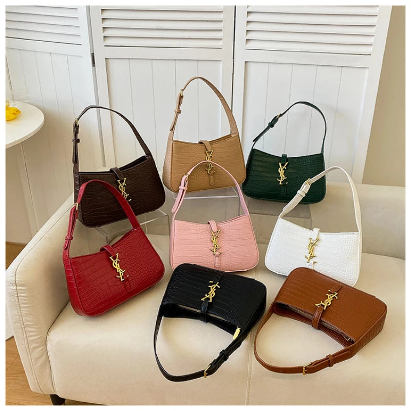 2025 Popular Fashion Stone Pattern Stick Bag Women's Fashion Trend Pu Handbag Casual Single Shoulder Underarm Bag