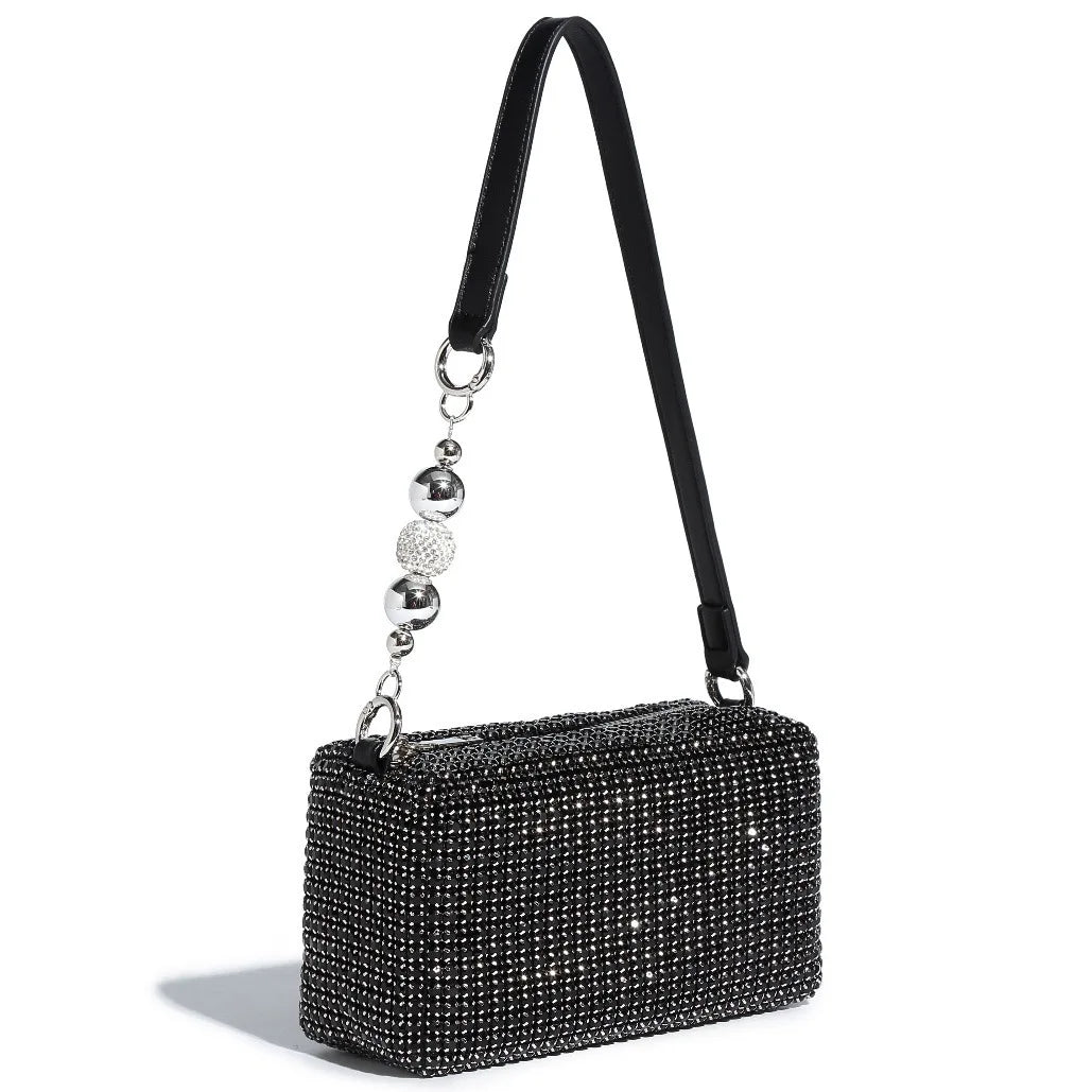 2025 Luxury Rhinestone Pearl Evening Bag for Women | Sparkly Stage Performance Purse | Elegant Dinner Party Clutch Crossbody Bag