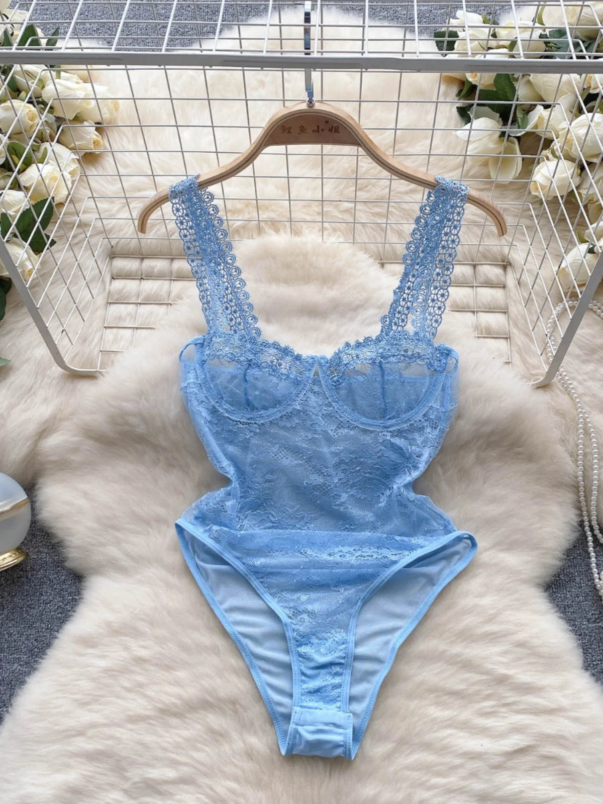 ssTss Fashion Sexy Lace Camisole V-Neck Jumpsuit Women's Sleeveless Slim Fit Mesh Bottom Versatile Bodysuit Tank Top