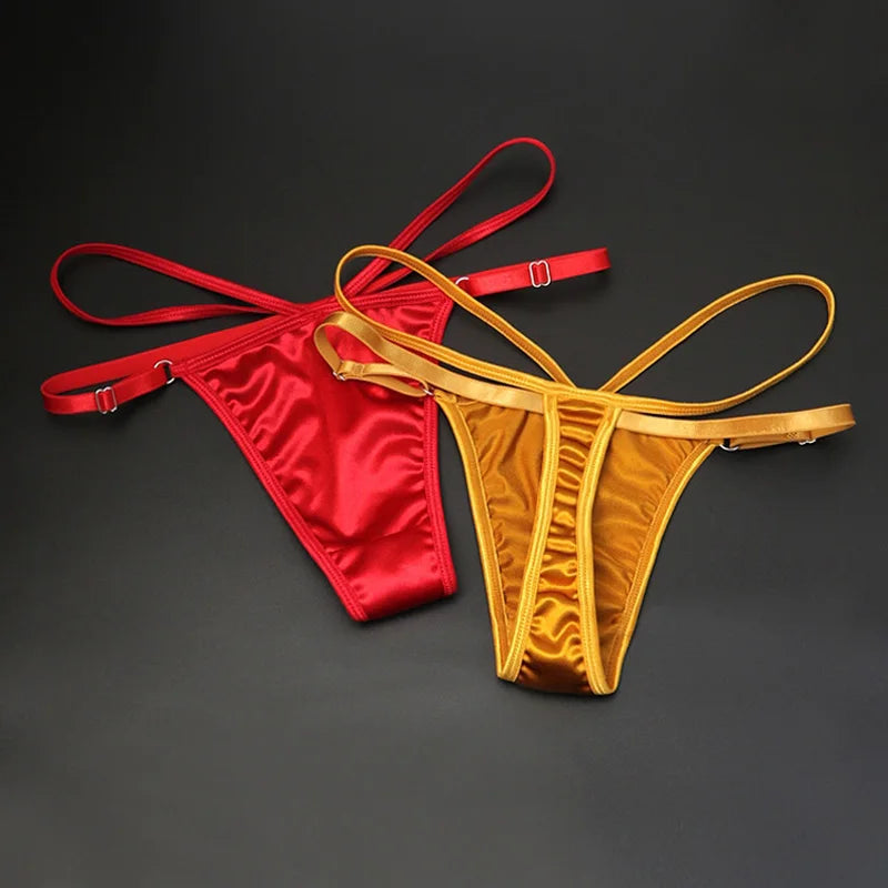Women's panties Sexy Double Thin Low Waist Women's Thong Shiny G-string Breathable Comfortable T-Back Lingerie Ladies Intimate F