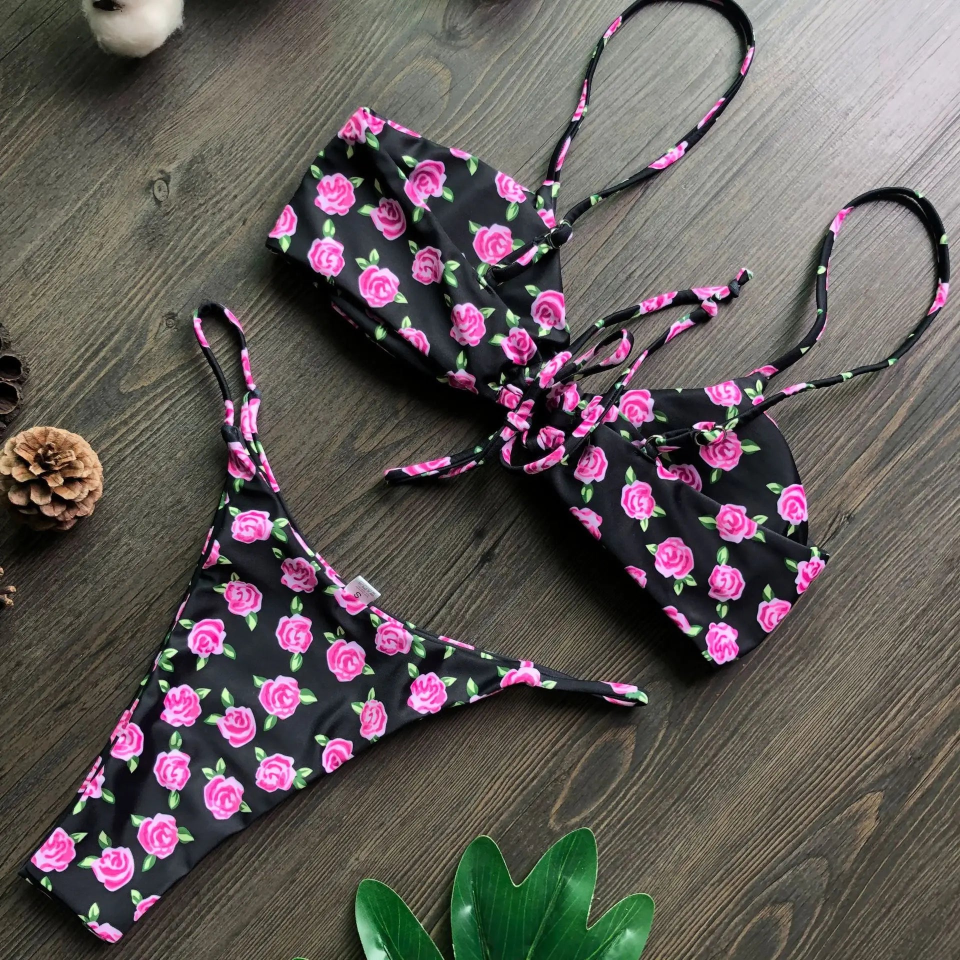 women's swimsuit loop strap bikini double face plain swimsuit sexy bikini swimming pool party essential NEW