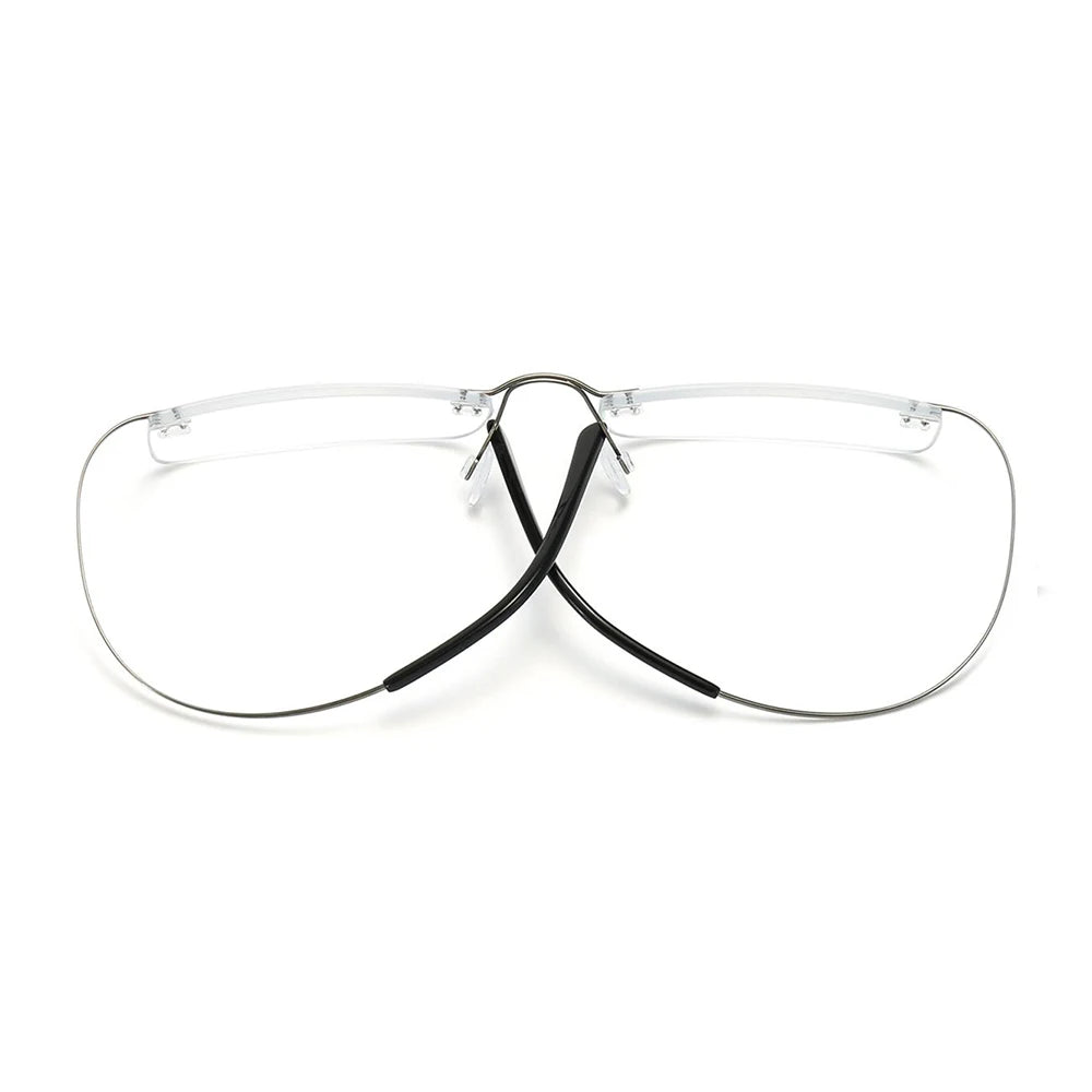 Pure Titanium Glasses Anti Blue Light Rimless Cat Eyes Transparent Women's Glasses with Diopters Plus Women's Eyeglass Frame +1