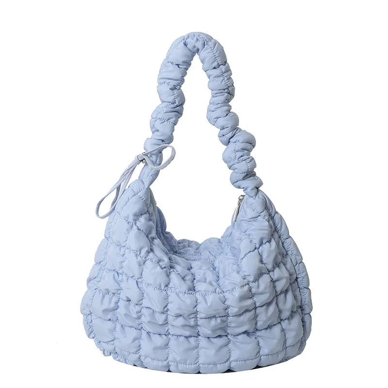 Large Capacity Puffer Crossbody Bag Pleated Nylon Cloud Shoulder Bag Tote Bucket Designer Bag Ruched Fashion Lady Dumpling Buns