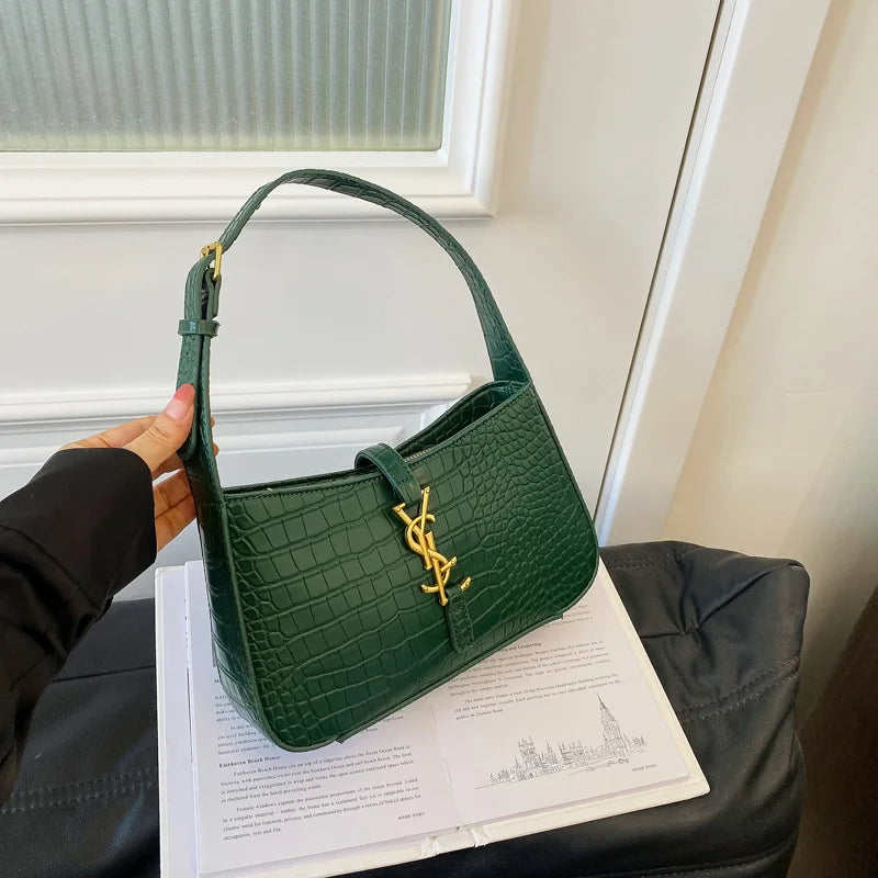 2025 Popular Fashion Stone Pattern Stick Bag Women's Fashion Trend Pu Handbag Casual Single Shoulder Underarm Bag