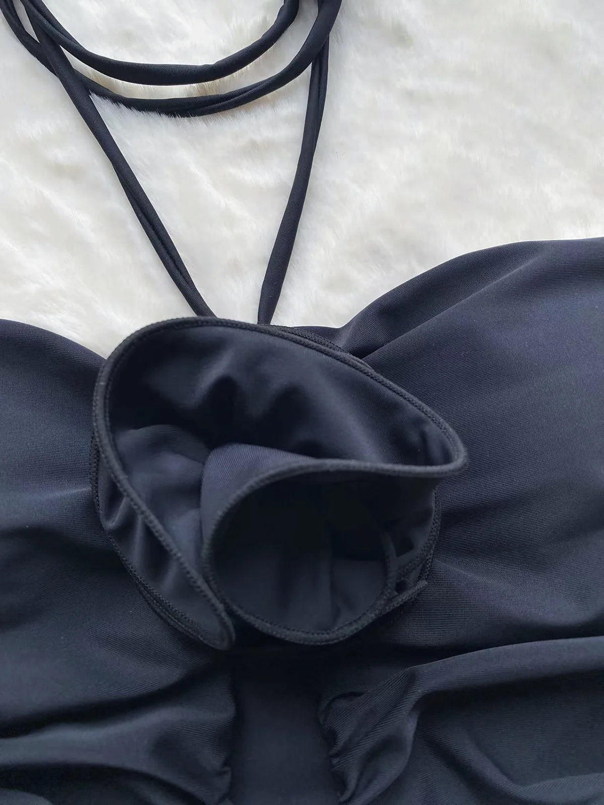Sexy Black 3D Flower One Piece Swimsuit Female Bathing Suit Monokini Swimwear 2023 New  Hollow Out Swimming Suit for Women