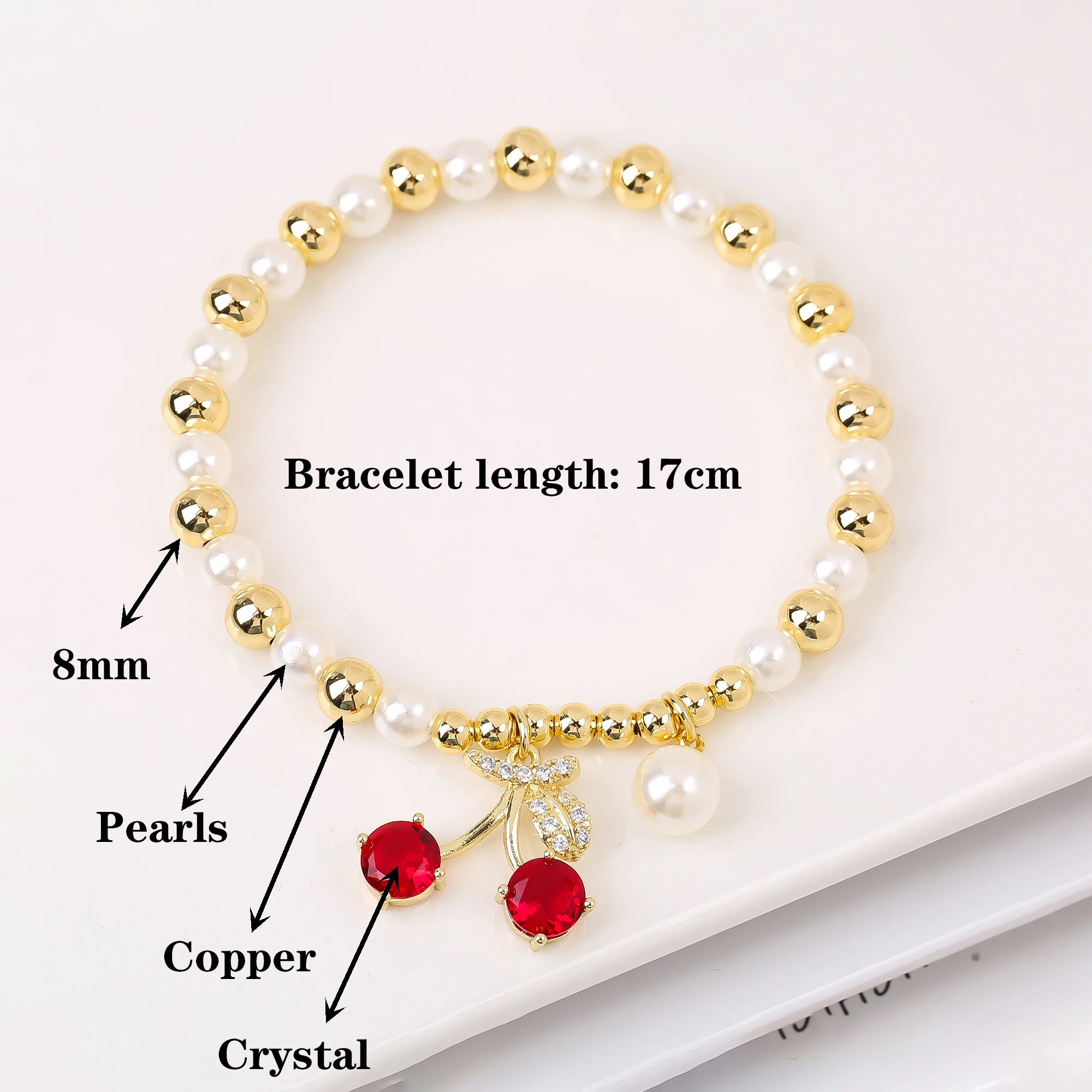 3pcs Hot Sale Shiny Zirconia Crystal Cherry Necklace Bracelet Earrings Jewelry Set Fashion for Woman Girl Wedding Lucky Jewelry
