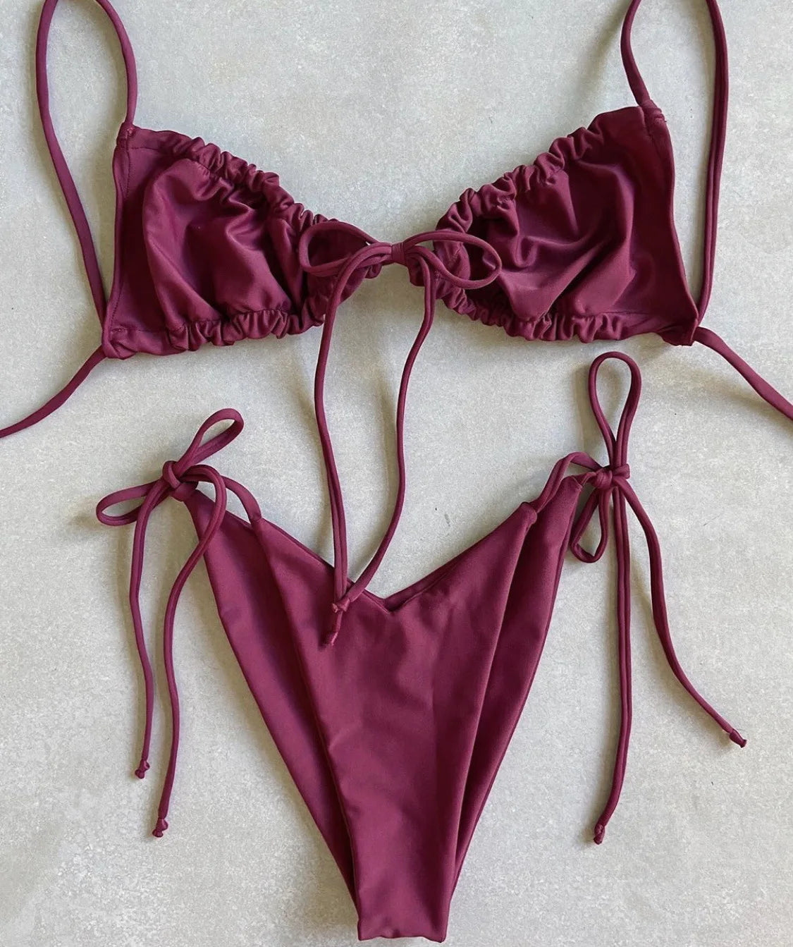 women's swimsuit loop strap bikini double face plain swimsuit sexy bikini swimming pool party essential NEW