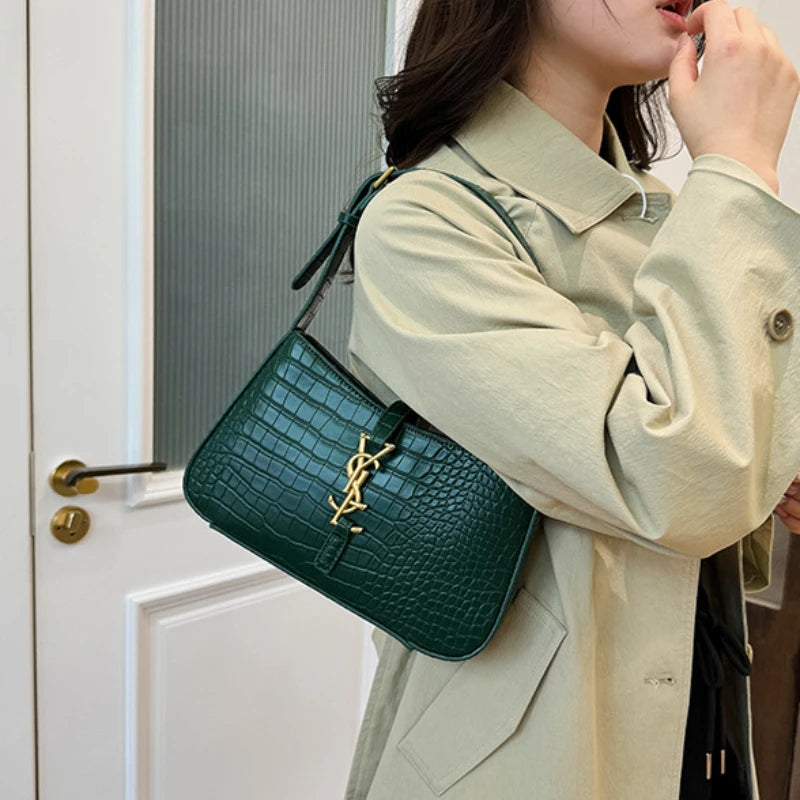2025 Popular Fashion Stone Pattern Stick Bag Women's Fashion Trend Pu Handbag Casual Single Shoulder Underarm Bag