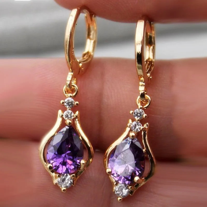Light Luxury Temperament Accessories Earrings Multi-color Drop-shaped Zircon Earrings for Girls Women Party Elegant Jewelry