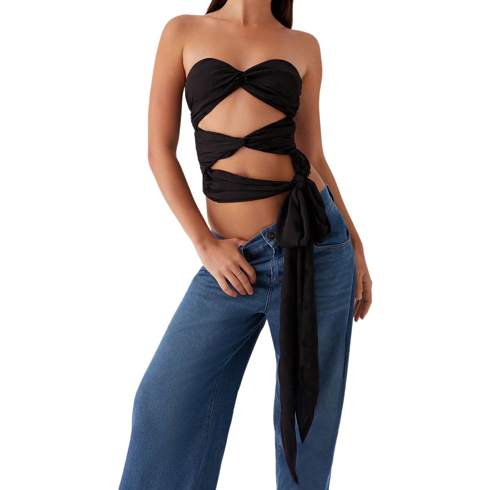 Women s Off Shoulder Ruffle Crop Tops Summer Boho Floral Print Elastic Tube Top Sexy  Fit Blouse Shirt
