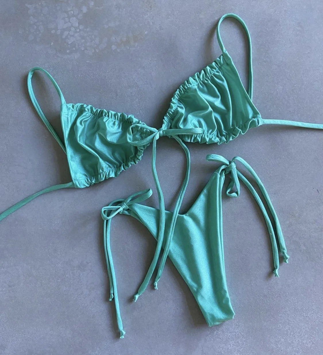 women's swimsuit loop strap bikini double face plain swimsuit sexy bikini swimming pool party essential NEW