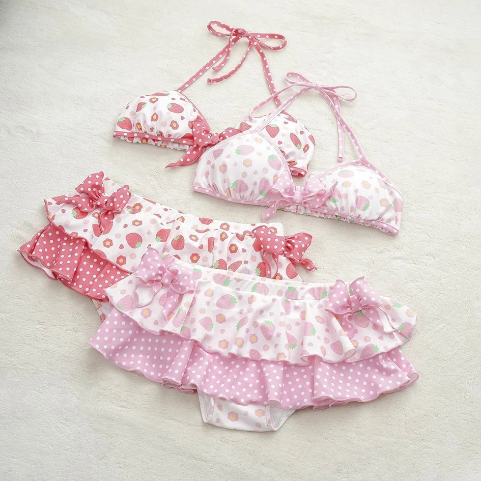 2025 Swimwear Beach Style Bikinis Beachwear Bathing Suit Sexy Lace-up Splicing Vintage Y2k Bikini Sets Holidays Swimsuit Women