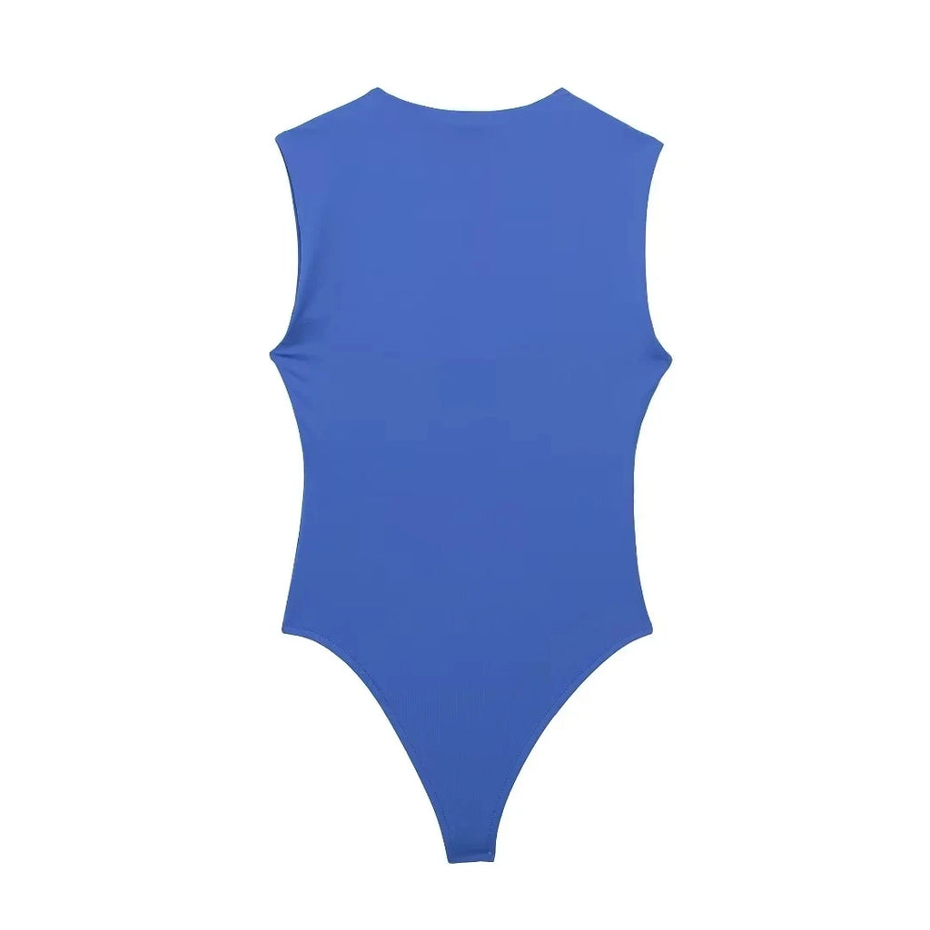 TRAF Woman Bodysuit Summer Sleeveless Tops Blue Body Sexy Women Corset Black White Bodysuit Lingerie One Piece Slimming Bodysuit