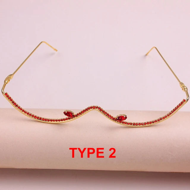 Stonefans Long Fringed Glasses Frame Designer Vintage 2022 Eyeglasses Without Lens for Women Face Decorations Helloween Jewelry