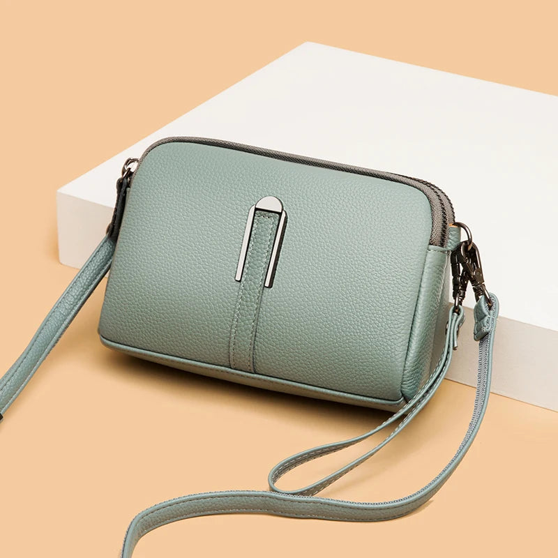100% Genuine Leather Bag Luxury Women's Crossbody Bags for Woman Mom Female Solid Color Clutch Phone Shoulder Messenger Bag Sac