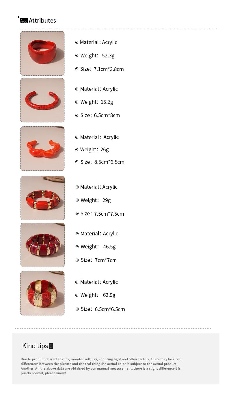 New Trend Acrylic Irregular Geometric Exaggerated Chunky Bangles for Women Statement Charm Smudge Goth Bracelets Jewelry B1