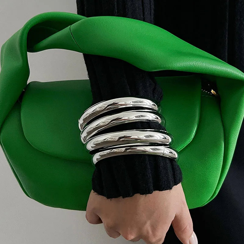 Vintage Punk Bracelets Set for Women Twist Texture Bangles Gold Silver Color Jewelry Statement Streetwear Goth