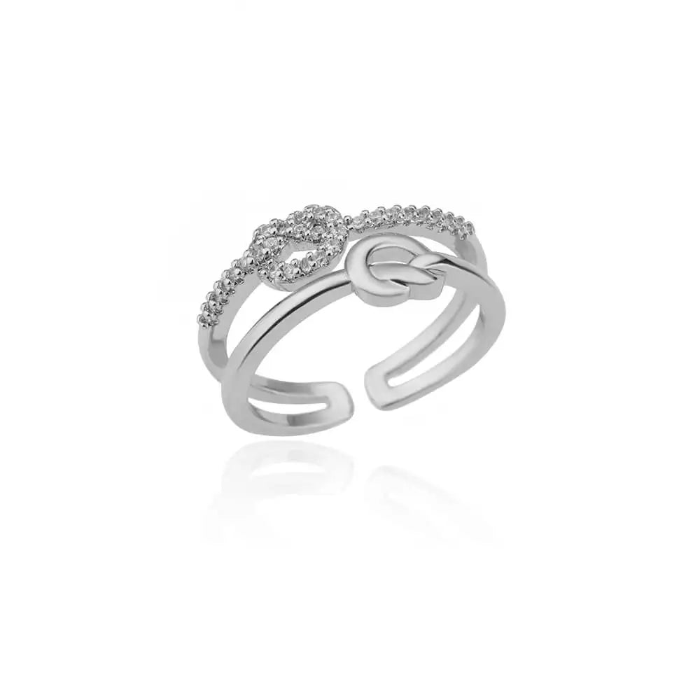 Knot Zircon Ring for Women Stainless Steel Gold Color Open Finger Rings Aesthetic Waterproof Jewelry Accessories anillo mujer