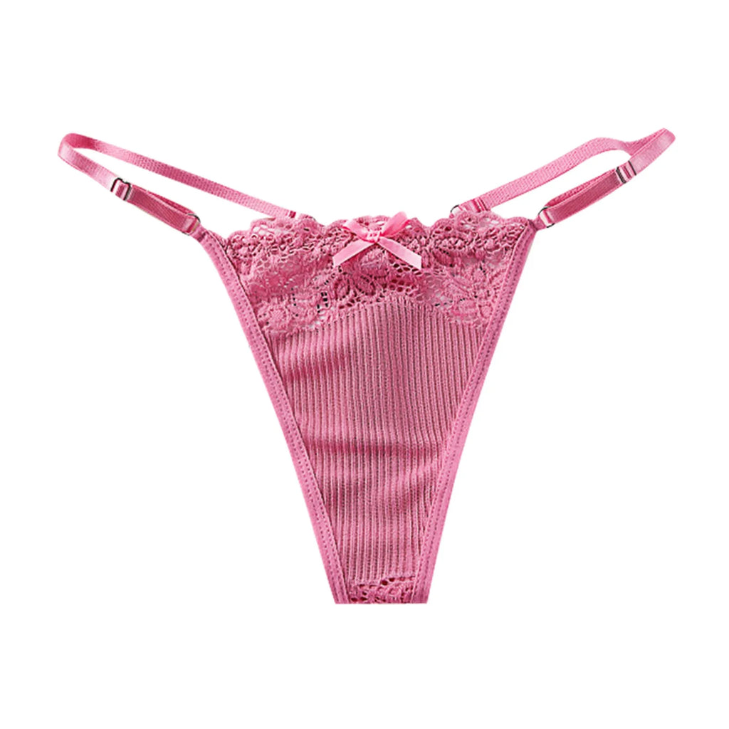 Lace G-String Sexy Lingeries For Women Thin Strappy Floral Hollow Out T-Back Female Temptation Intimates Solid Ribbed Undearwear