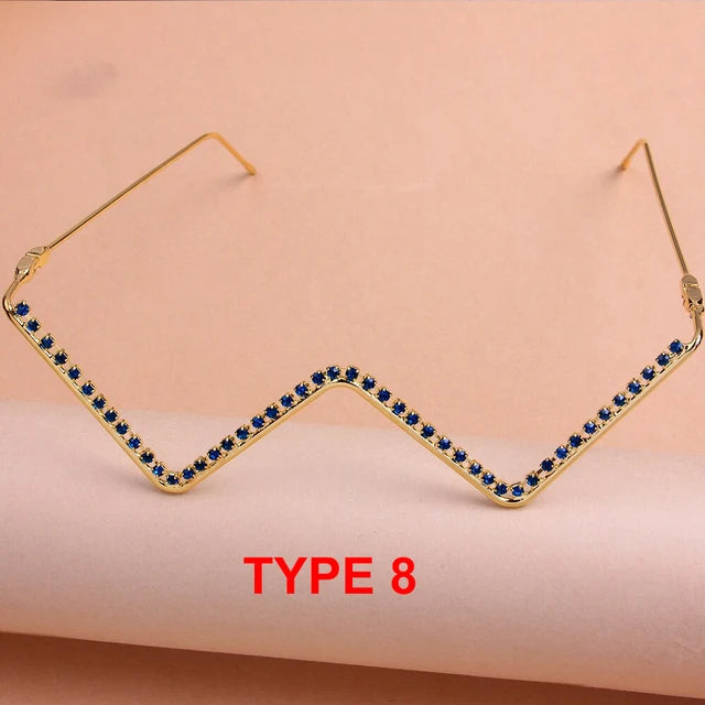 Stonefans Long Fringed Glasses Frame Designer Vintage 2022 Eyeglasses Without Lens for Women Face Decorations Helloween Jewelry