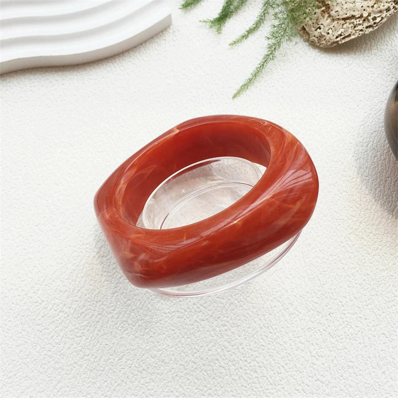 UJBOX Wholesale 63/65mm Size Irregular Square Acrylic Bangle Bracelet for Women Vintage Wedding Party Jewelry Waterproof