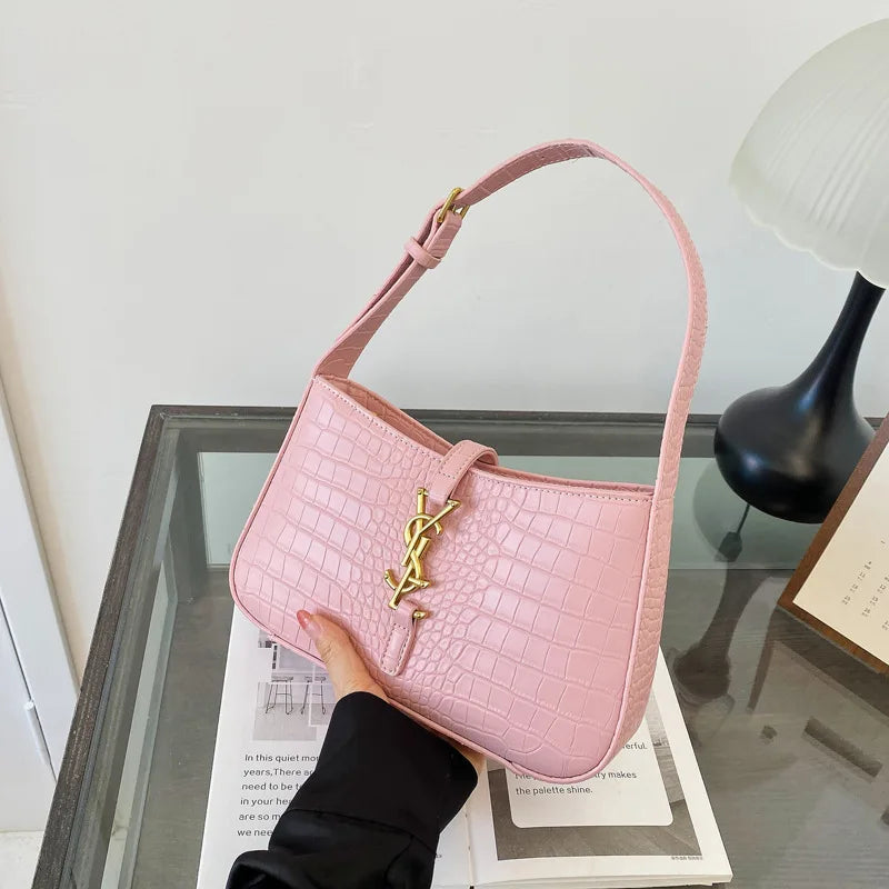 2025 Popular Fashion Stone Pattern Stick Bag Women's Fashion Trend Pu Handbag Casual Single Shoulder Underarm Bag