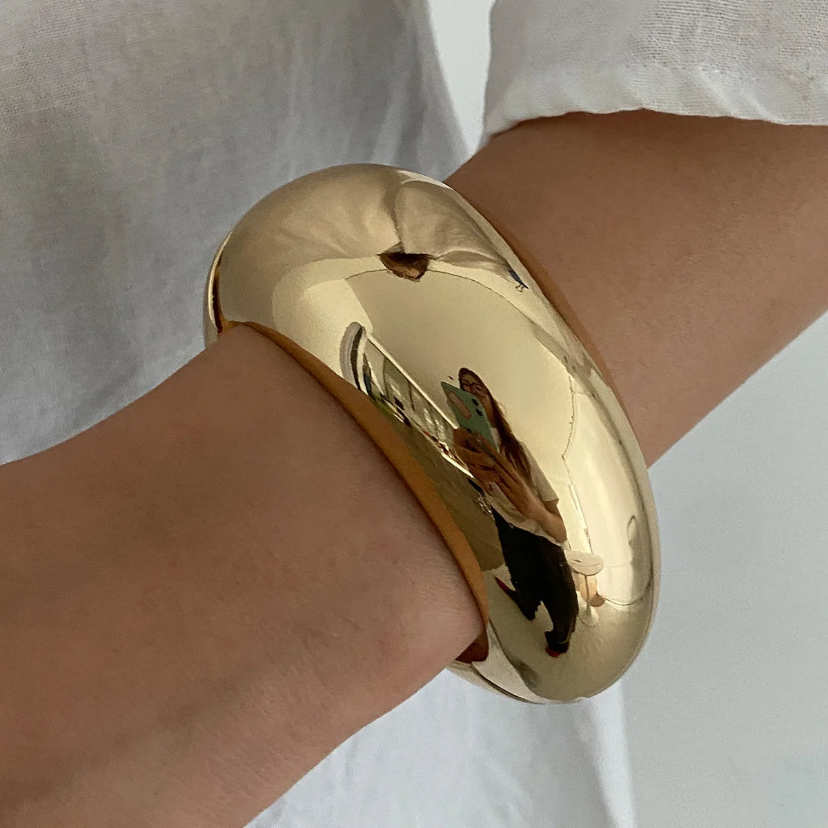 Punk Geometric Acrylic Resin Wide Bangles Vintage Fashion Gold Color Metal Bracelet Bangle For Women Men Jewelry