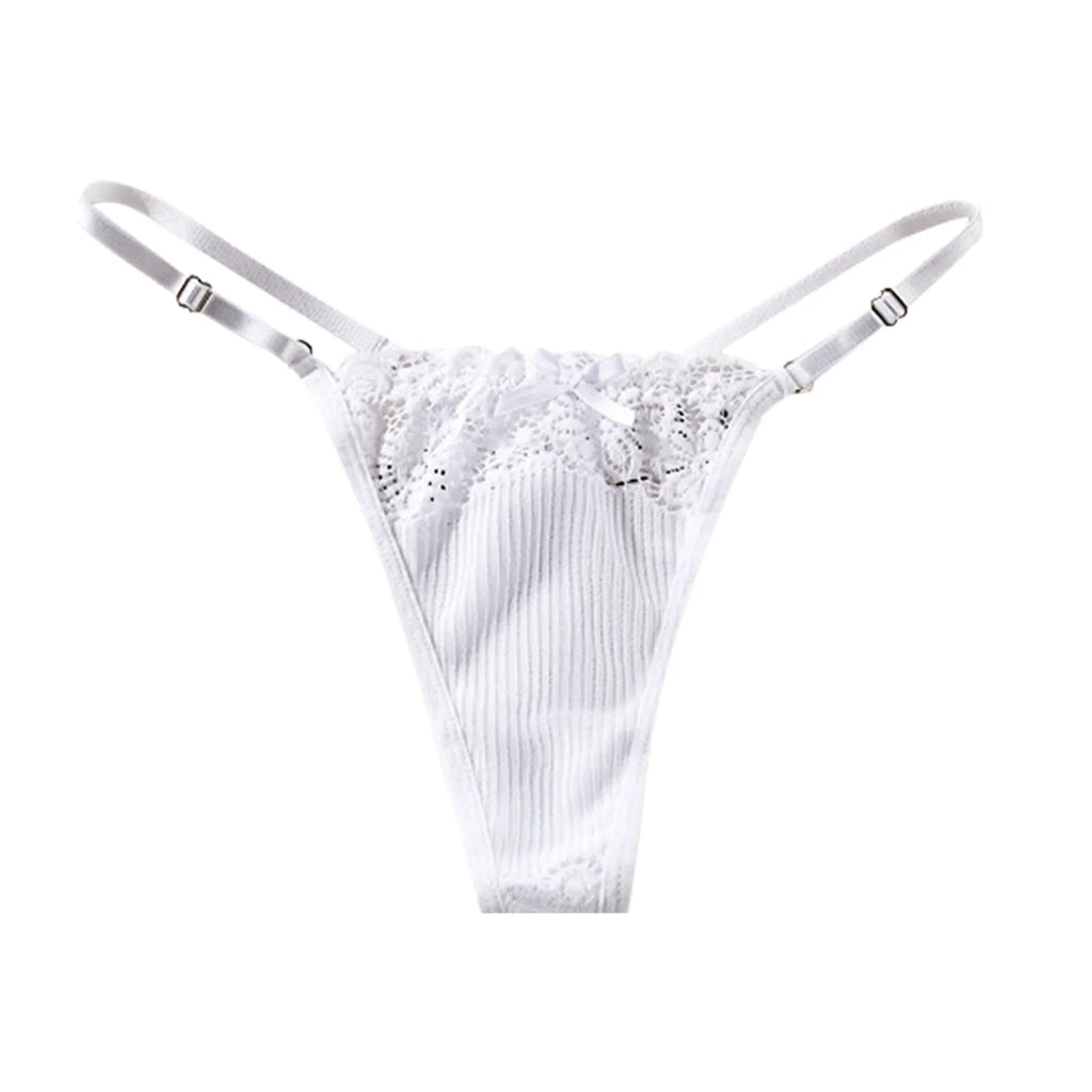 Lace G-String Sexy Lingeries For Women Thin Strappy Floral Hollow Out T-Back Female Temptation Intimates Solid Ribbed Undearwear