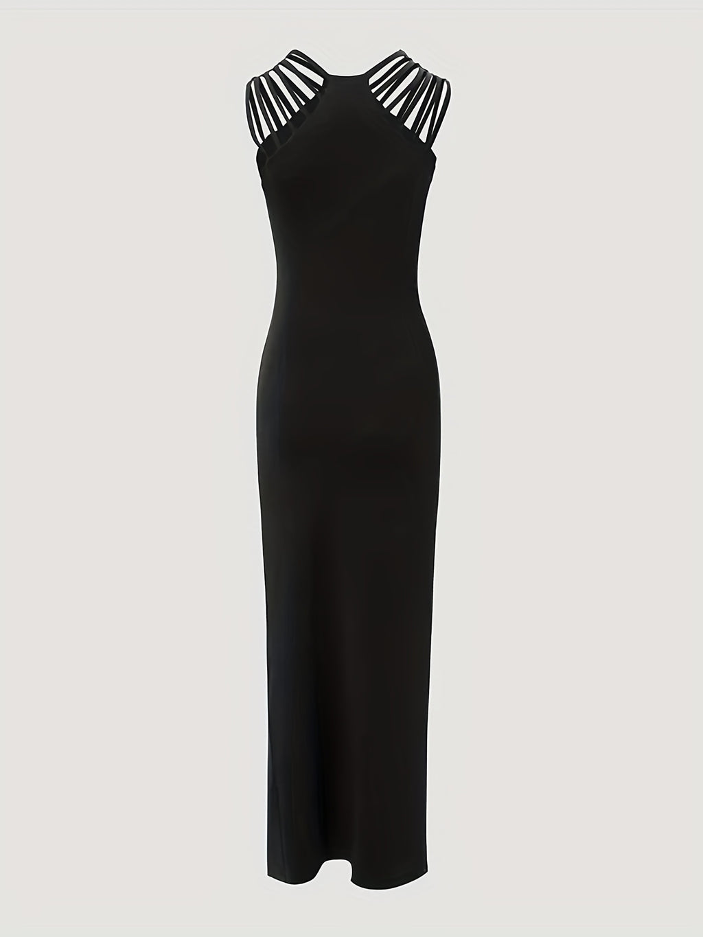 Solid Rhinestone Dress, Elegant Split Thigh Sleeveless Maxi Party Dress, Women's Clothing Wedding/Occasion/Engagement/Ceremony/Evening dress