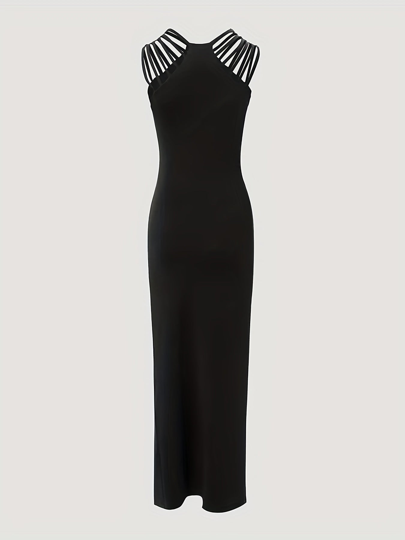 Solid Rhinestone Dress, Elegant Split Thigh Sleeveless Maxi Party Dress, Women's Clothing Wedding/Occasion/Engagement/Ceremony/Evening dress