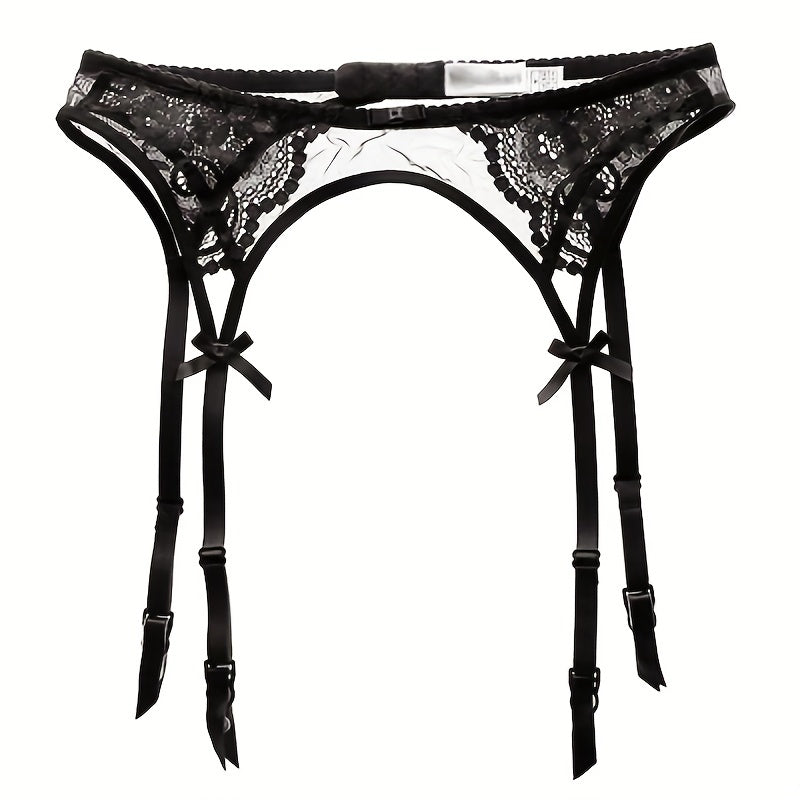 Seductive Floral Lace Garter Belt for Women - Soft Polyamide Knit Fabric, Sheer, Hand Washable, Sexy Lingerie Accessory for Thigh High Stockings