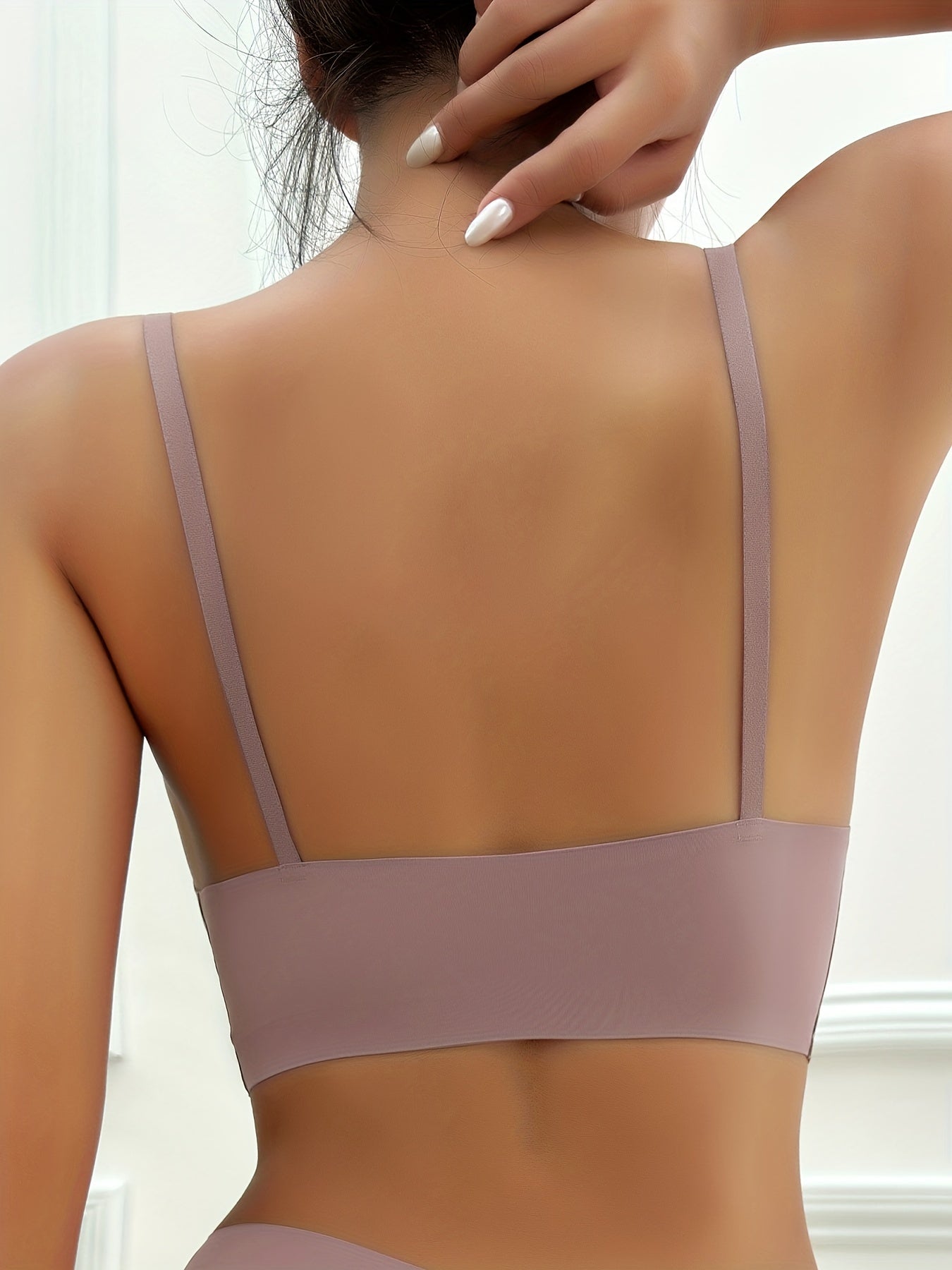 5pcs Simple Solid Bralettes, Seamless Comfy Stretch Sports Bra, Women's Lingerie & Underwear