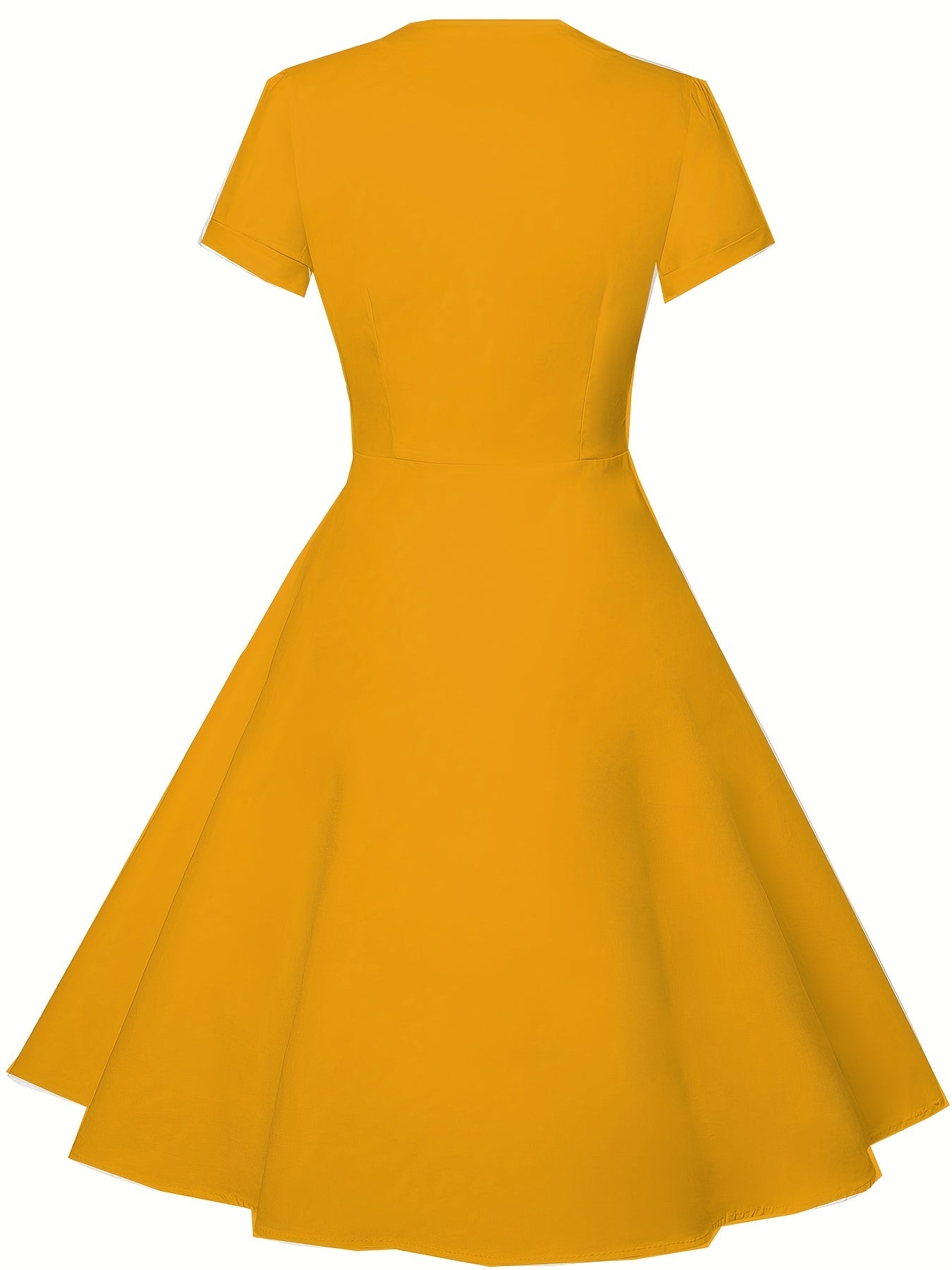 Polka Dot Color Block Button Dress, Elegant Short Sleeve Dress For Spring & Summer, Women's Clothing