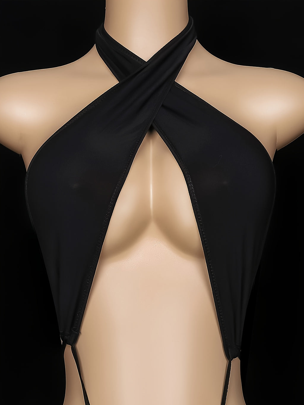 [Semi-Sheer Camisole] Semi-Sheer Black One-Piece Lace Camisole Pajamas | Elegant Special Collection, High Elasticity Design with Cross-Back Straps, Low-Rise Adult Underwear for Unforgettable Nights, Intimate Apparel, Crossbac