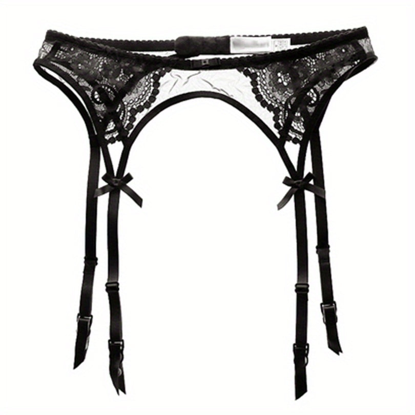 Seductive Floral Lace Garter Belt for Women - Soft Polyamide Knit Fabric, Sheer, Hand Washable, Sexy Lingerie Accessory for Thigh High Stockings